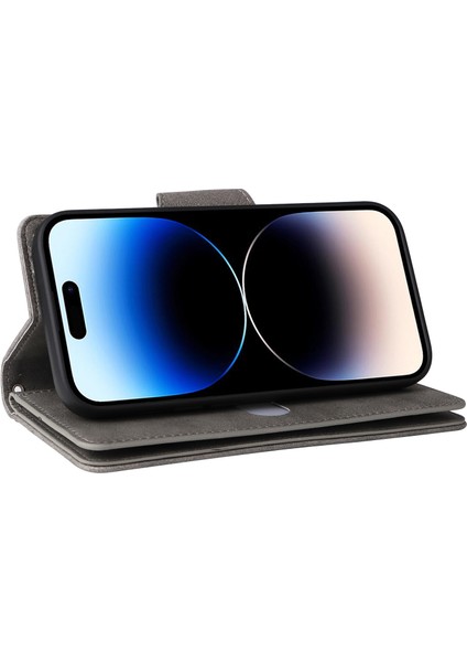 Ile Uyumluiphone 14 Pro Mıknatıslı Deri Zip Cüzdan Kart Sahibi (Yurt Dışından)