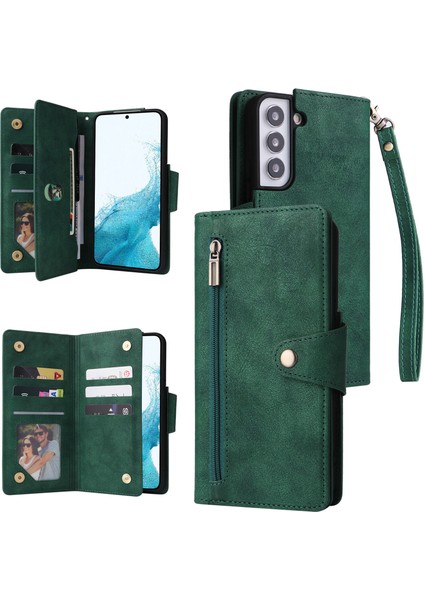 Ile Uyumlusamsung Galaxy S21 Ultra Mıknatıslı Deri Zip Cüzdan Kart Sahibi (Yurt Dışından)