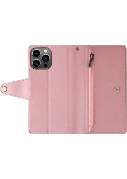 Ile Uyumluiphone 13 Pro Mıknatıslı Deri Zip Cüzdan Kart Sahibi (Yurt Dışından)