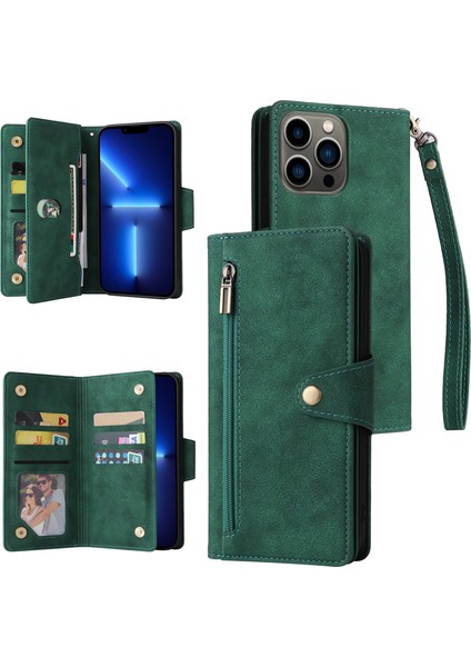 Ile Uyumluiphone 13 Pro Mıknatıslı Deri Zip Cüzdan Kart Sahibi (Yurt Dışından)
