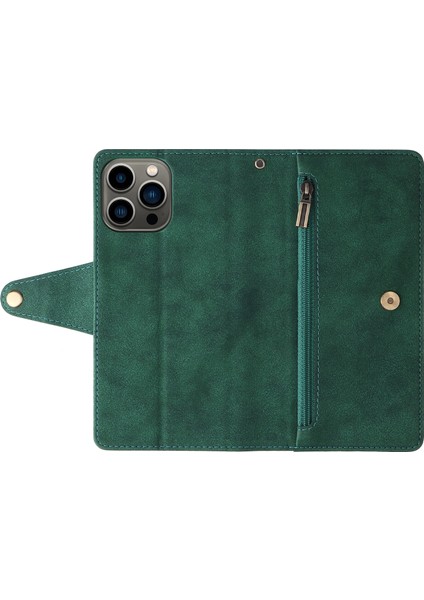 Ile Uyumluiphone 13 Pro Mıknatıslı Deri Zip Cüzdan Kart Sahibi (Yurt Dışından)