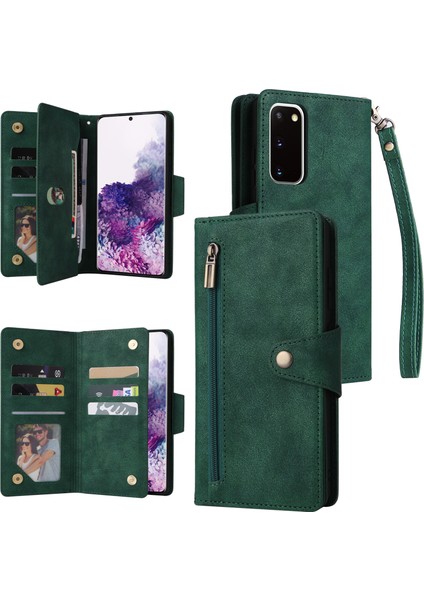 Ile Uyumlusamsung Galaxy S20 Mıknatıslı Deri Zip Cüzdan Kart Sahibi (Yurt Dışından)