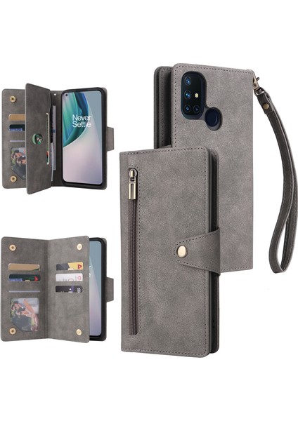 Ile Uyumluoneplus Nord N10 5g Mıknatıslı Deri Zip Cüzdan Kart Sahibi (Yurt Dışından)