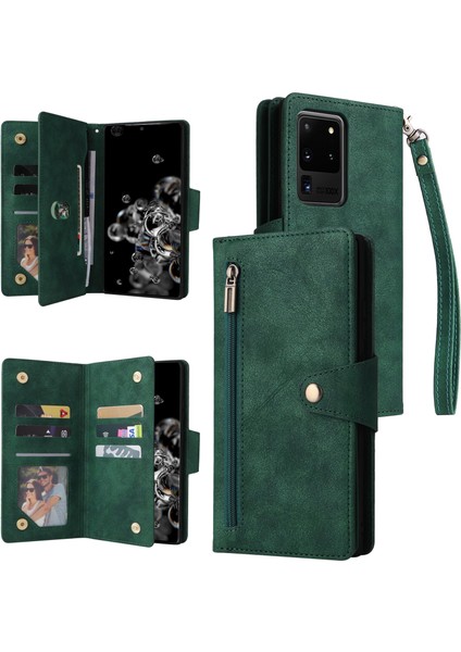 Ile Uyumlusamsung Galaxy S20 Ultra Mıknatıslı Deri Zip Cüzdan Kart Sahibi (Yurt Dışından)