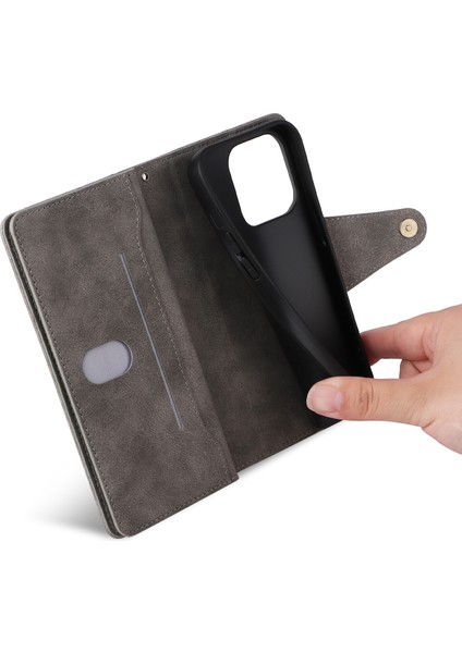 Ile Uyumluiphone 14 Pro Max Mıknatıslı Deri Zip Cüzdan Kart Sahibi (Yurt Dışından)