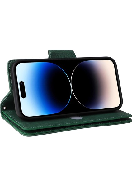 Ile Uyumluiphone 14 Pro Mıknatıslı Deri Zip Cüzdan Kart Sahibi (Yurt Dışından)
