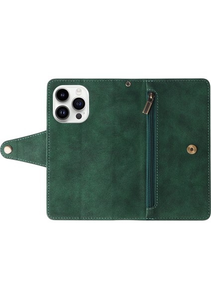 Ile Uyumluiphone 14 Pro Mıknatıslı Deri Zip Cüzdan Kart Sahibi (Yurt Dışından)