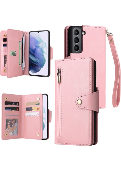 Ile Uyumlusamsung Galaxy S21 Mıknatıslı Deri Zip Cüzdan Kart Sahibi (Yurt Dışından)