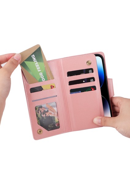 Ile Uyumluiphone 14 Pro Mıknatıslı Deri Zip Cüzdan Kart Sahibi (Yurt Dışından)
