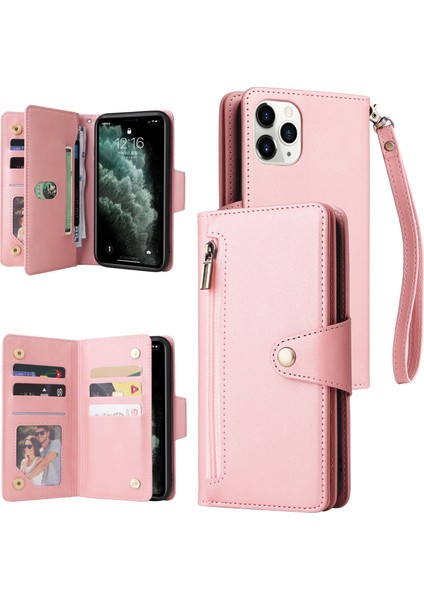Ile Uyumluiphone 11 Pro Mıknatıslı Deri Zip Cüzdan Kart Sahibi (Yurt Dışından)