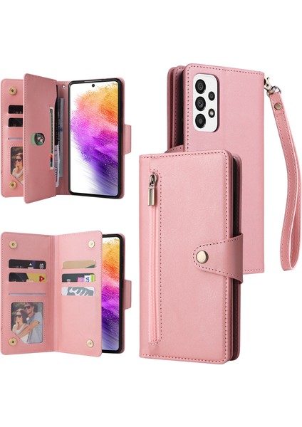 Ile Uyumlusamsung Galaxy A73 5g Mıknatıslı Deri Zip Cüzdan Kart Sahibi (Yurt Dışından)