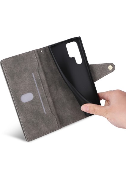 Ile Uyumlusamsung Galaxy S22 Ultra Mıknatıslı Deri Zip Cüzdan Kart Sahibi (Yurt Dışından) modelleri