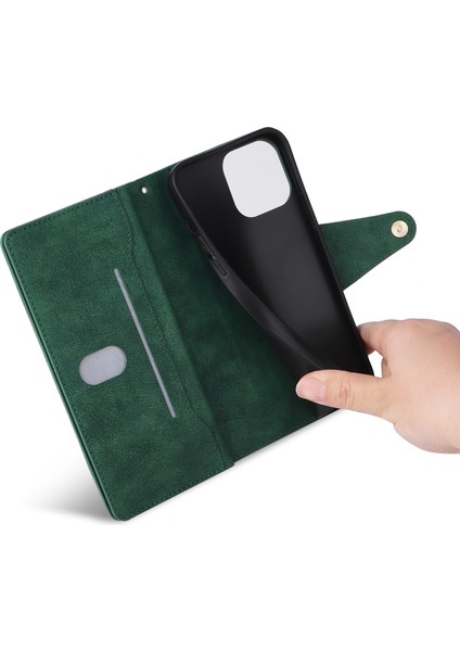 Ile Uyumluiphone 12 Pro Max Mıknatıslı Deri Zip Cüzdan Kart Sahibi (Yurt Dışından)