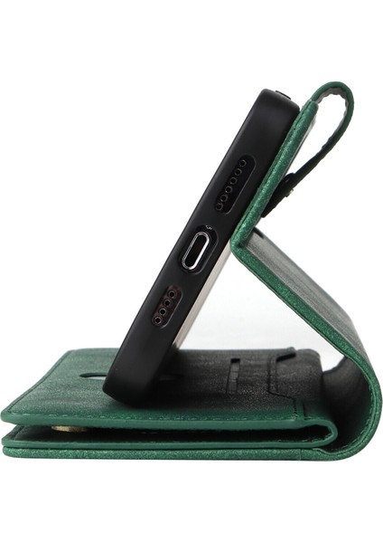 Ile Uyumluiphone 12 Pro Max Mıknatıslı Deri Zip Cüzdan Kart Sahibi (Yurt Dışından)