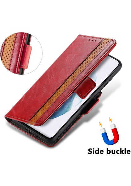 - 1383 Samsung Galaxy S21 Ultra Için Kart Tutuculu Pu Deri Cüzdan Telefon Kılıfı - Bordo (Yurt Dışından) fırsatları