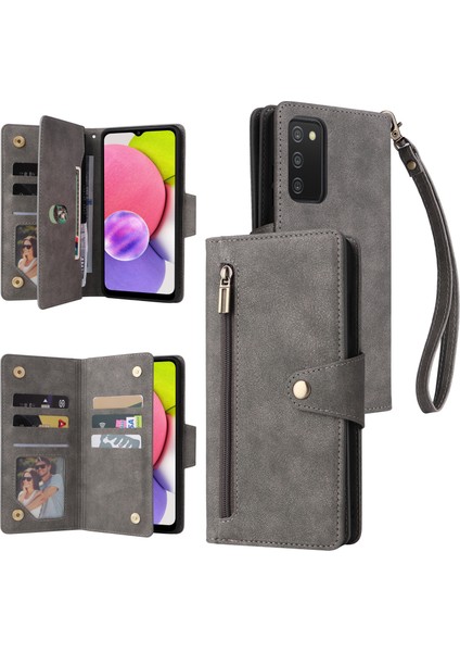 Ile Uyumlusamsung Galaxy A03S Mıknatıslı Deri Zip Cüzdan Kart Sahibi (Yurt Dışından)