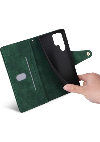 Ile Uyumlusamsung Galaxy S22 Ultra Mıknatıslı Deri Zip Cüzdan Kart Sahibi (Yurt Dışından) modelleri