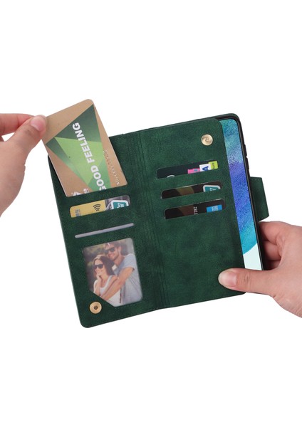 Ile Uyumlusamsung Galaxy S21FE Mıknatıslı Deri Zip Cüzdan Kart Sahibi (Yurt Dışından)