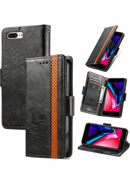 Ile Uyumlu iPhone 7 Plus/8 Plus Cüzdan Kılıfı, Kart Tutuculu Pu Deri Flip Kılıf Rfıd Engelleme Kickstand Telefon Kapağı (Yurt Dışından)