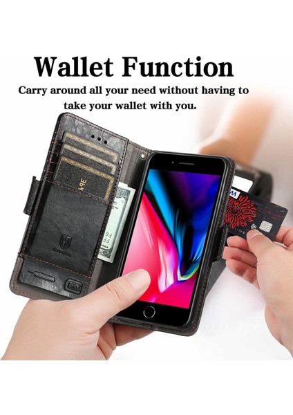 Ile Uyumlu iPhone 7 Plus/8 Plus Cüzdan Kılıfı, Kart Tutuculu Pu Deri Flip Kılıf Rfıd Engelleme Kickstand Telefon Kapağı (Yurt Dışından) fiyatları