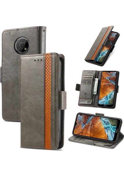 - 1383 Nokia G300 Için Kart Tutuculu Pu Deri Cüzdan Telefon Kılıfı - Gri (Yurt Dışından)