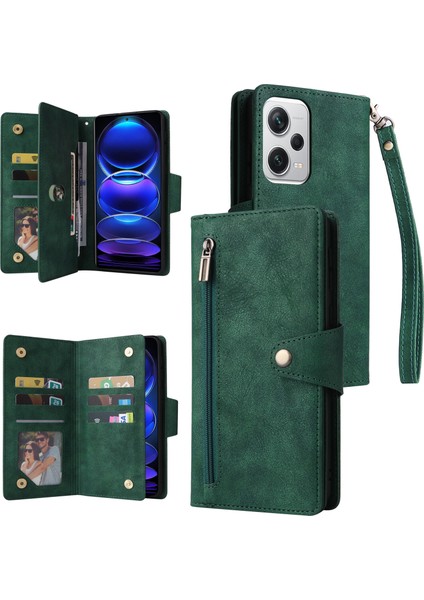 Ile Uyumluredmi Note 12 Pro Plus Mıknatıslı Deri Zip Cüzdan Kart Sahibi (Yurt Dışından)
