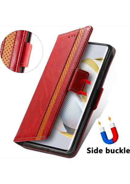 - 1383 Huawei Nova 10 Pro Için Kart Tutuculu Pu Deri Cüzdan Telefon Kılıfı - Bordo (Yurt Dışından)