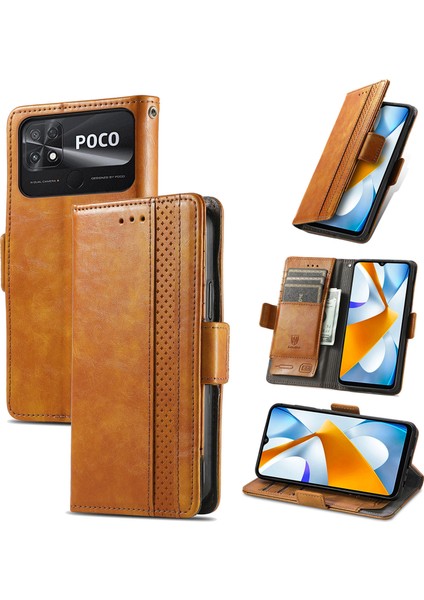 Ile Uyumlu Xiaomi Poco C40 Cüzdan Kılıfı, Kart Tutuculu Pu Deri Flip Kılıf Rfıd Engelleme Kickstand Telefon Kapağı (Yurt Dışından)