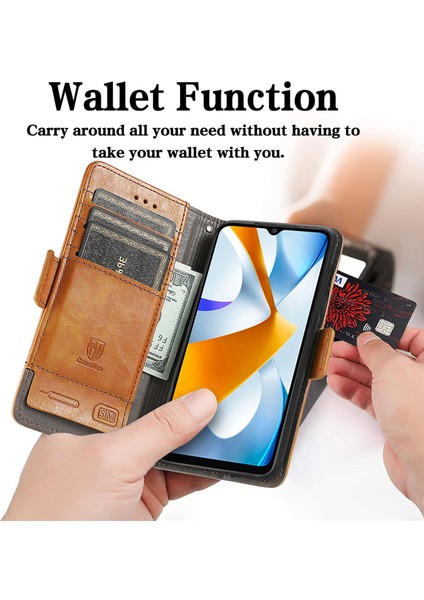 Ile Uyumlu Xiaomi Poco C40 Cüzdan Kılıfı, Kart Tutuculu Pu Deri Flip Kılıf Rfıd Engelleme Kickstand Telefon Kapağı (Yurt Dışından)