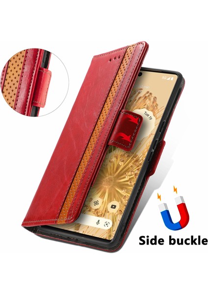 - 1383 Google Pixel 6 Pro Için Kart Tutuculu Pu Deri Cüzdan Telefon Kılıfı - Bordo (Yurt Dışından) fırsatları