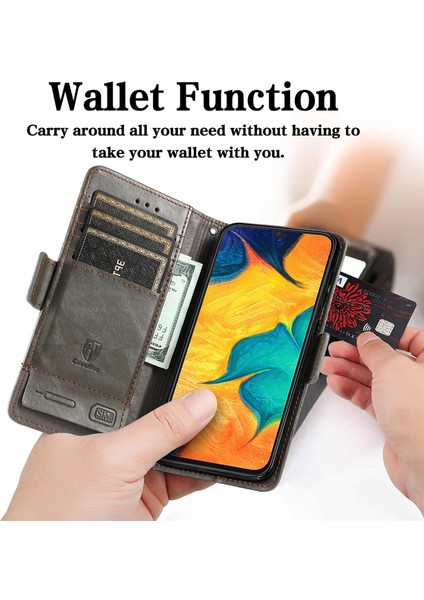 - 1383 Samsung Galaxy A30/A20 Için Kart Tutuculu Pu Deri Cüzdan Telefon Kılıfı - Gri (Yurt Dışından) modelleri