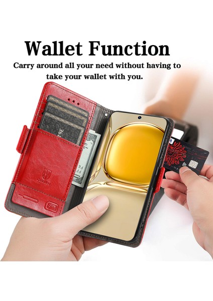 Ile Uyumlu Huawei P50 Pro Cüzdan Kılıfı, Kart Tutuculu Pu Deri Flip Kılıf Rfıd Engelleme Kickstand Telefon Kapağı (Yurt Dışından) modelleri
