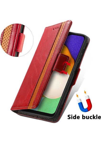 - 1383 Samsung Galaxy A13 5g Için Kart Tutuculu Pu Deri Cüzdan Telefon Kılıfı - Bordo (Yurt Dışından)