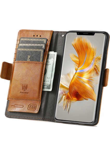 - 1383 Huawei Mate 50 Pro Için Kart Tutuculu Pu Deri Cüzdan Telefon Kılıfı - Haki (Yurt Dışından)