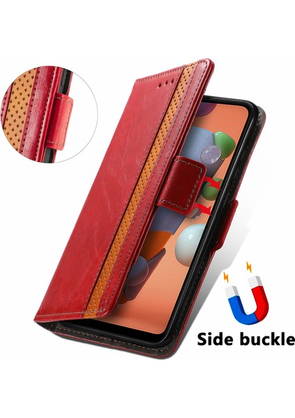 - 1383 Samsung Galaxy A11/M11 Için Kart Tutuculu Pu Deri Cüzdan Telefon Kılıfı - Bordo (Yurt Dışından) fırsatları