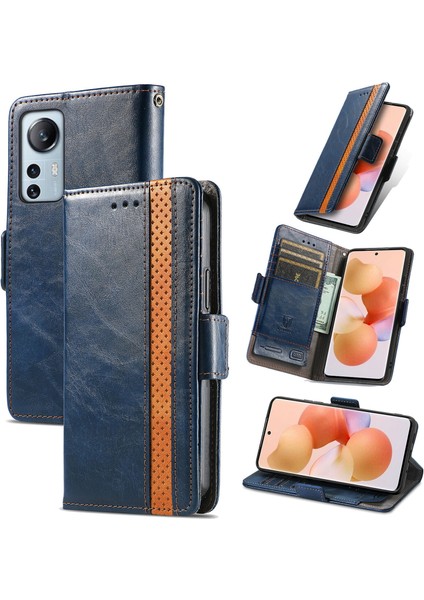 - 1383 Xiaomi 12 Lite Için Kart Tutuculu Pu Deri Cüzdan Telefon Kılıfı - Mavi (Yurt Dışından)