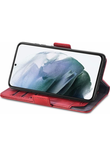 - 1383 Samsung Galaxy S21FE Için Kart Tutuculu Pu Deri Cüzdan Telefon Kılıfı - Bordo (Yurt Dışından) modelleri