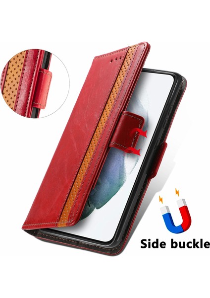 - 1383 Samsung Galaxy S21FE Için Kart Tutuculu Pu Deri Cüzdan Telefon Kılıfı - Bordo (Yurt Dışından) fırsatları