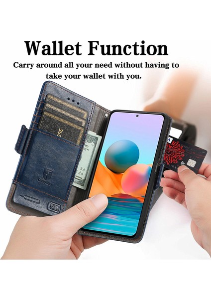 - 1383 Xiaomi Redmi Note 10 Pro Için Kart Tutuculu Pu Deri Cüzdan Telefon Kılıfı - Mavi (Yurt Dışından) modelleri