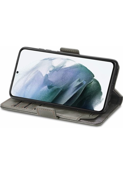 - 1383 Samsung Galaxy S21FE Için Kart Tutuculu Pu Deri Cüzdan Telefon Kılıfı - Gri (Yurt Dışından) modelleri