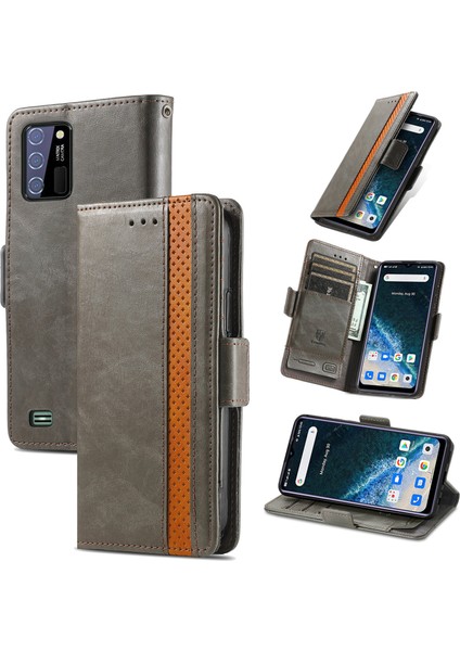 - 1383 Oukitel C25 Için Kart Tutuculu Pu Deri Cüzdan Telefon Kılıfı - Gri (Yurt Dışından)