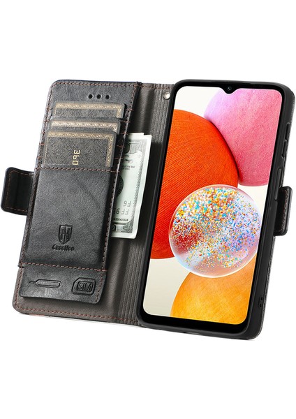 - 1383 Samsung Galaxy A14 4g Için Kart Tutuculu Pu Deri Cüzdan Telefon Kılıfı - Siyah (Yurt Dışından) modelleri