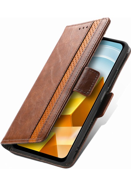 - 1383 Xiaomi Poco M5 Için Kart Tutuculu Pu Deri Cüzdan Telefon Kılıfı - Kahverengi (Yurt Dışından) fırsatları