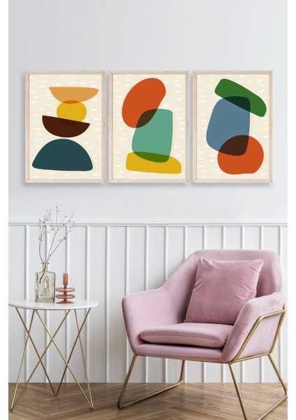 Rahatlatıcı Desenler Üçlü Ahşap Çerçeveli Tablo fiyatları