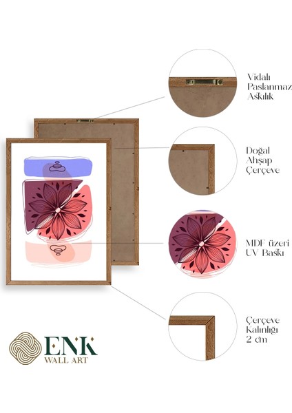 Çiçek Desenli Üçlü Ahşap Çerçeveli Tablo fırsatları