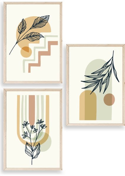 Manzara Üçlü Ahşap Çerçeveli Tablo