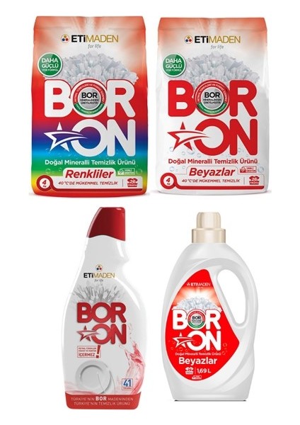 Doğal Mineralli Toz Renkliler ve Beyazlar + Jel Bulaşık Makinesi + Sıvı Deterjan Beyazlar