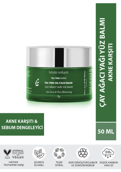 Bade Natural Çay Ağacı Akne Karşıtı Balm Gözenek Sıkılaştırıcı ve Arındırıcı 50 ml