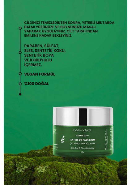 Bade Natural Çay Ağacı Akne Karşıtı Balm Gözenek Sıkılaştırıcı ve Arındırıcı 50 ml