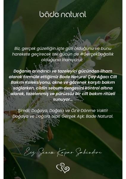 Bade Natural Çay Ağacı Akne Karşıtı Balm Gözenek Sıkılaştırıcı ve Arındırıcı 50 ml